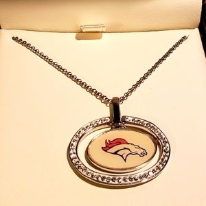 Sterling Silver Denver Broncos Crystal Pendant